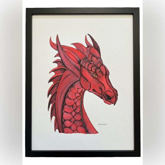 Red Dragon Watercolor Painting – 8x10 Original Art - Picture 4 of 4